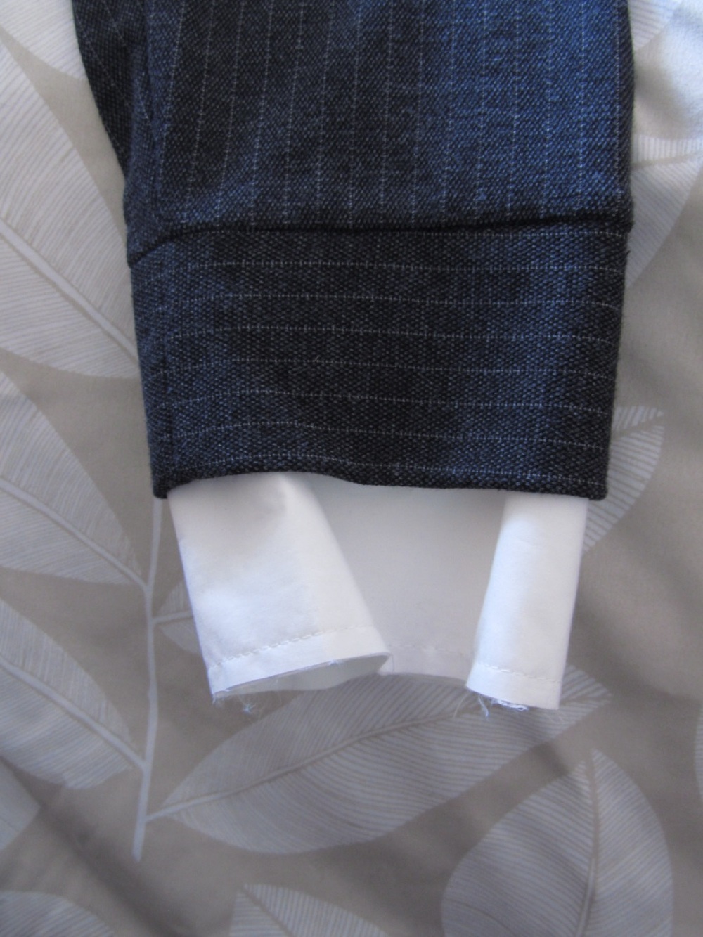 Zara Black Pinstripe V-Neck Sweater with Attached White Collar - Picture 5 of 7